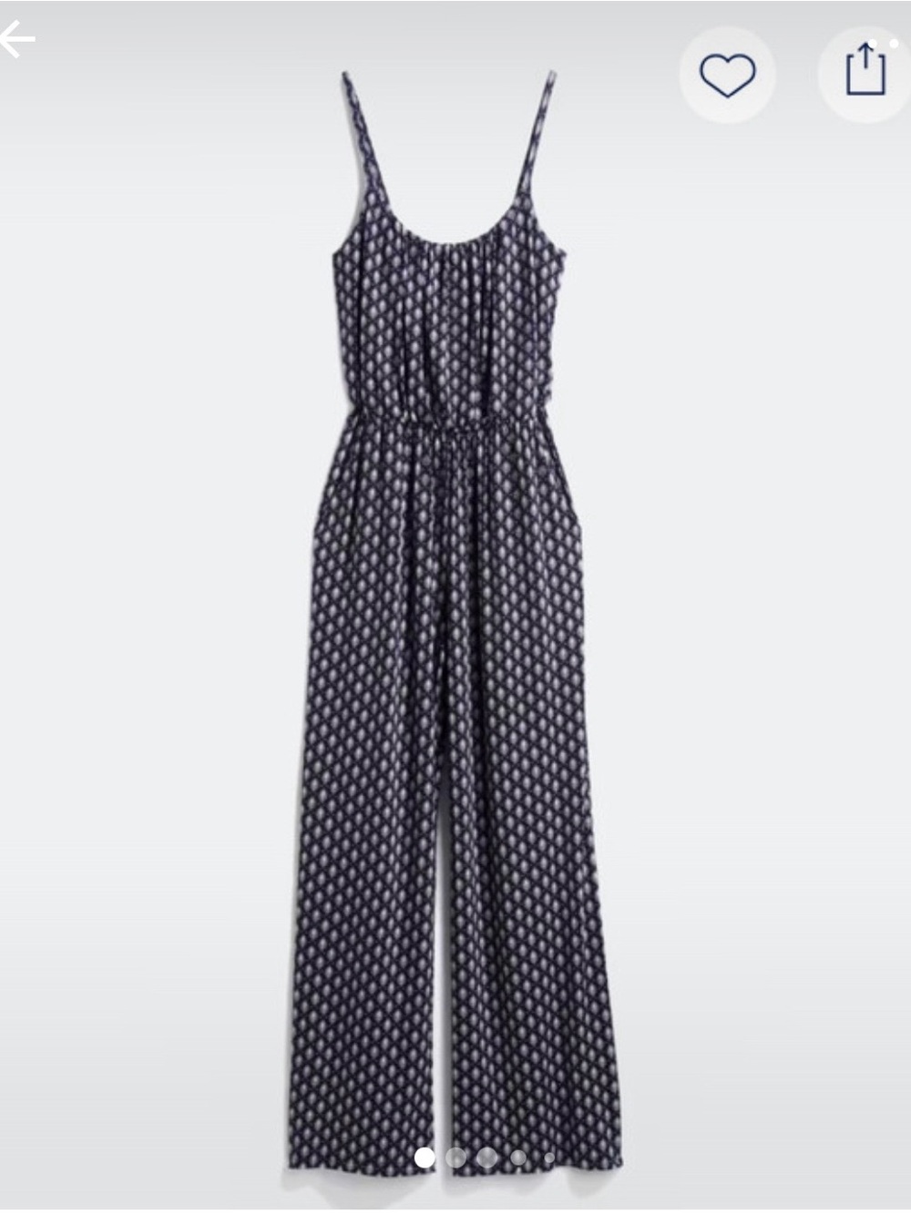 Thin Strap Navy Printed Wide-Leg Jumpsuit